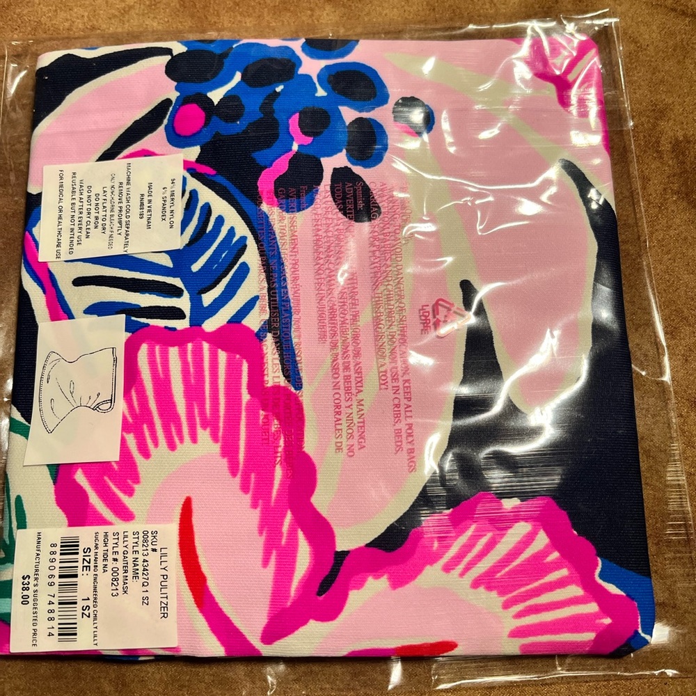 LILLY PULITZER NWT AUTHENTIC WOMAN ADULT SIZE NECK GAITER/MASK FACE/HEADBAND